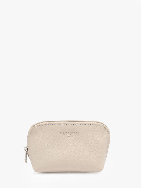 Coin Purse Leather Hexagona Beige confort 467389