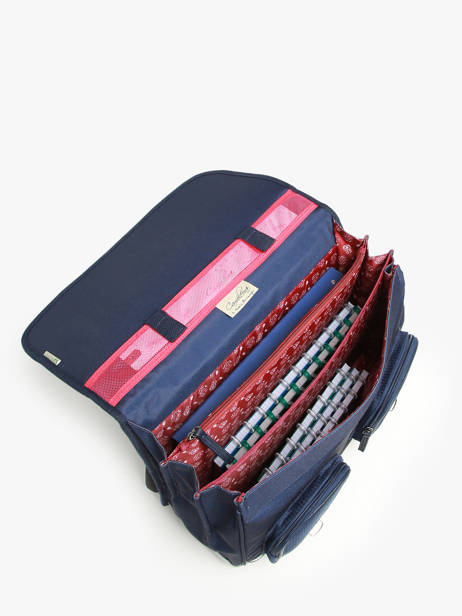 3-compartment Satchel Cameleon Blue vintage family boulanger CA41 other view 3
