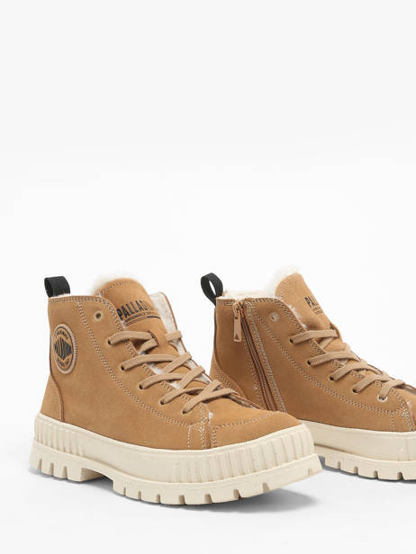 Bottines Pallashock Zip En Cuir Palladium Marron accessoires 74353252 vue secondaire 2