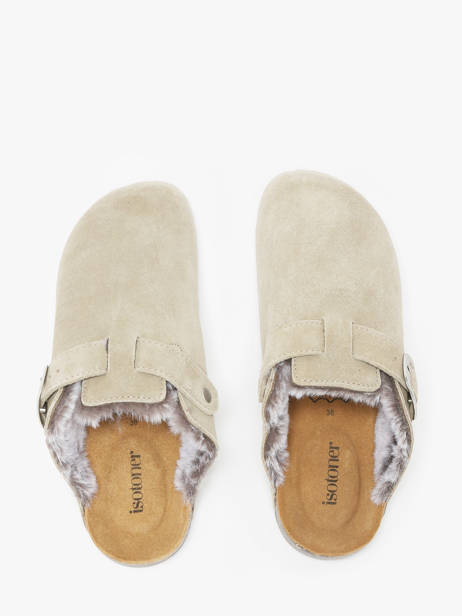 Slippers In Leather Isotoner Gray women 94998