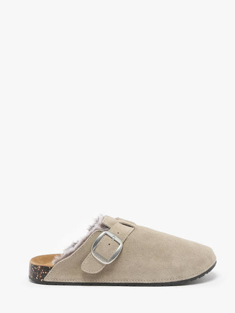 Slippers In Leather Isotoner Gray women 94998 other view 4