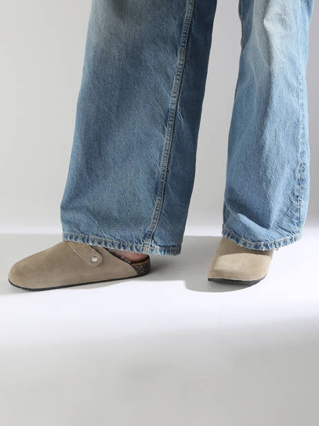 Slippers In Leather Isotoner Gray women 94998 other view 1