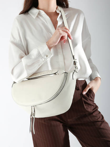 Medium Leather Origami Crossbody Bag Lancel White origami A12528 other view 1