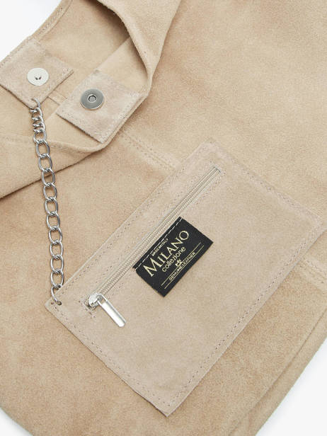 Shoulder Bag Velvet Leather Milano Beige velvet VE24062B other view 1