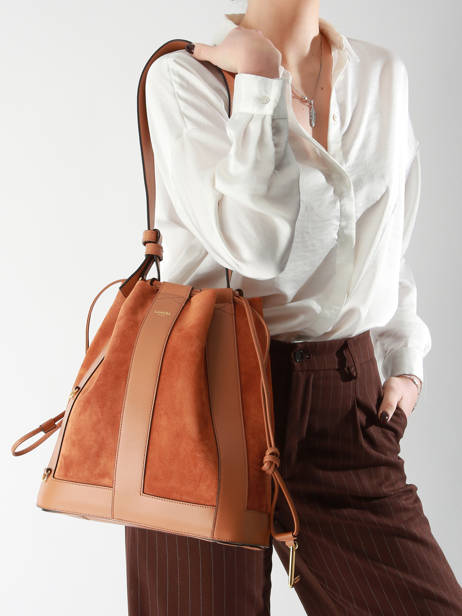 Medium Leather Elles Bucket Bag Lancel Brown elles A13360 other view 1