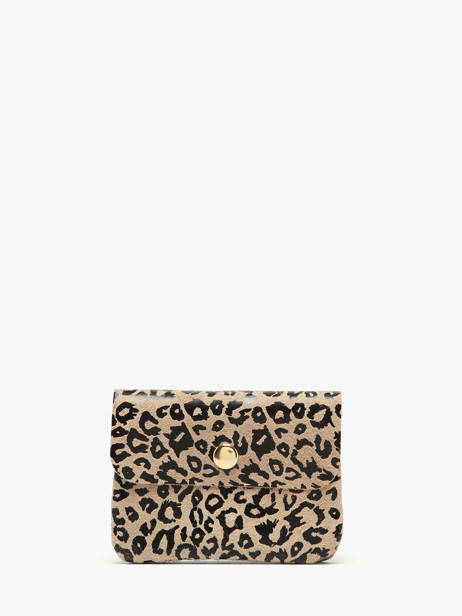Coin Purse Leather Milano Beige velvet leopardo VL23092