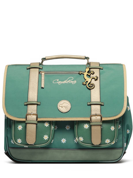 Satchel For Kids 3 Compartments Cameleon Green vintage fantasy CA41 other view 7