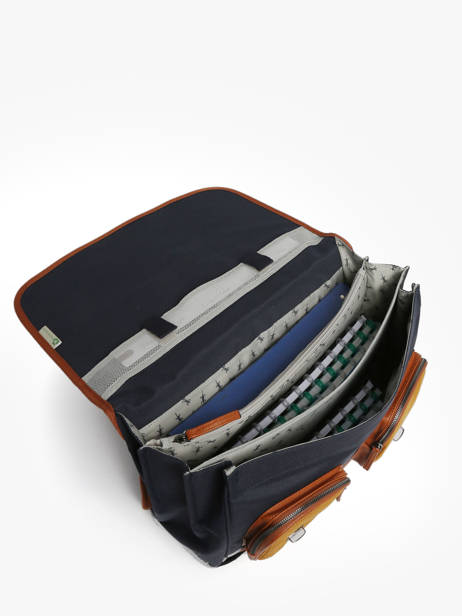 Cartable Enfant 3 Compartiments Cameleon Bleu vintage urban CA41 vue secondaire 3