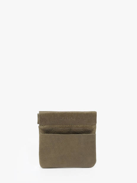 Leather Oil Coin Purse Etrier Green oil EOIL5005