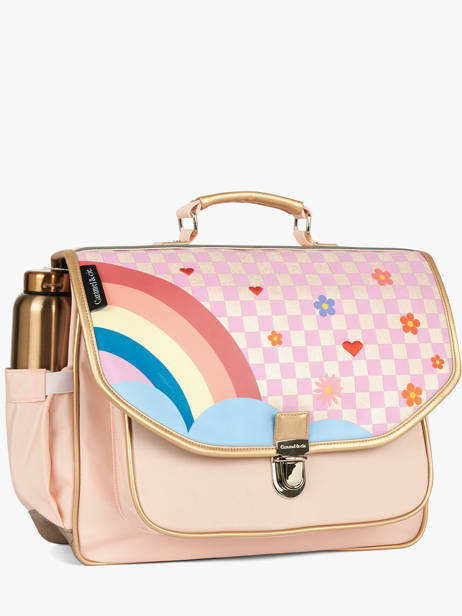 2-compartment Satchel Caramel et cie Pink boheme FI other view 2
