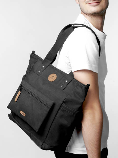 A4 Size Shoulder Bag Adventurer Recycled Polyester Cabaia Black adventurer TOTEBAGM other view 1