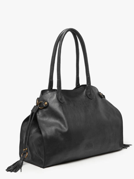 Shoulder Bag Cow A4 Leather Basilic pepper Black cow BCOW85 other view 2