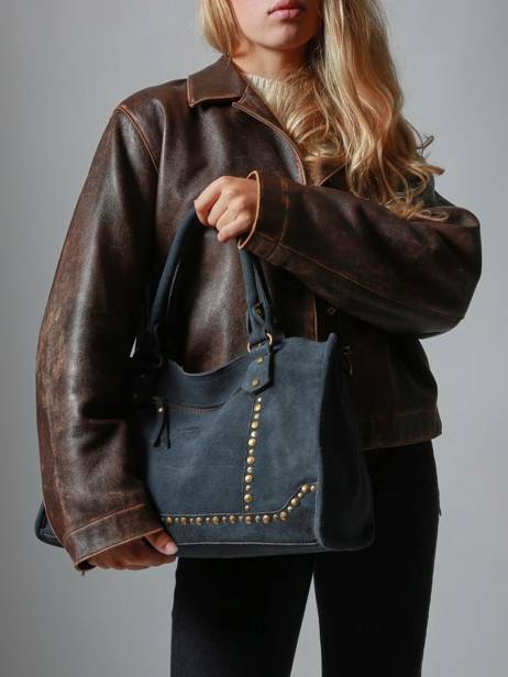 Handbag Houston Leather Basilic pepper Blue houston BHOU22 other view 1
