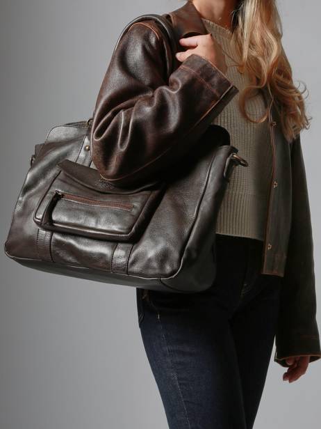 Shoulder Bag Cow Leather Basilic pepper Brown cow BCOW78 other view 1