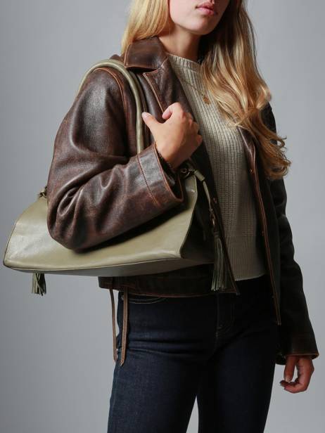 Shoulder Bag Cow Leather Basilic pepper Green cow BCOW84 other view 1