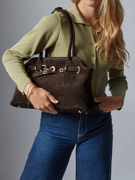 Shoulder Bag Velvet Leather Milano Brown velvet VE260610 other view 1