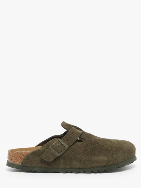 Slippers In Leather Birkenstock Green women 1024714