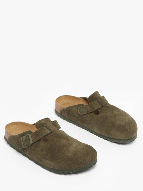 Slippers In Leather Birkenstock Green women 1024714 other view 1