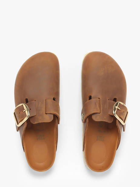 Slippers In Leather Birkenstock Brown women 1030446 other view 3