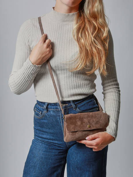 Shoulder Bag Velvet Leather Milano Brown velvet VE23067 other view 1