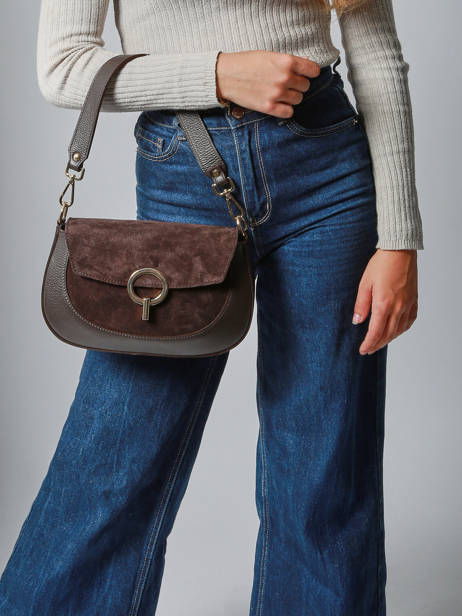 Sac Bandoulière Velvet Caviar Cuir Milano Marron velvet caviar VC25069 vue secondaire 1