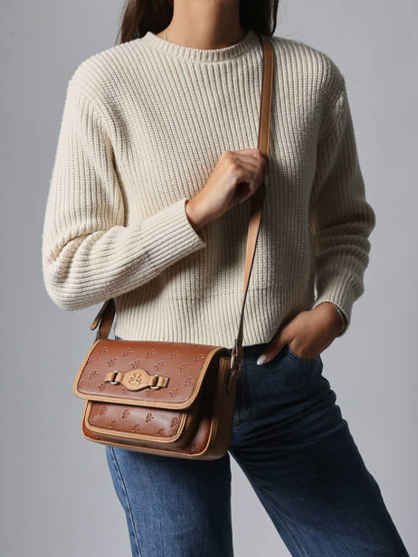 Shoulder Bag Embossed Lulu castagnette Brown embossed ZAIDOU other view 1