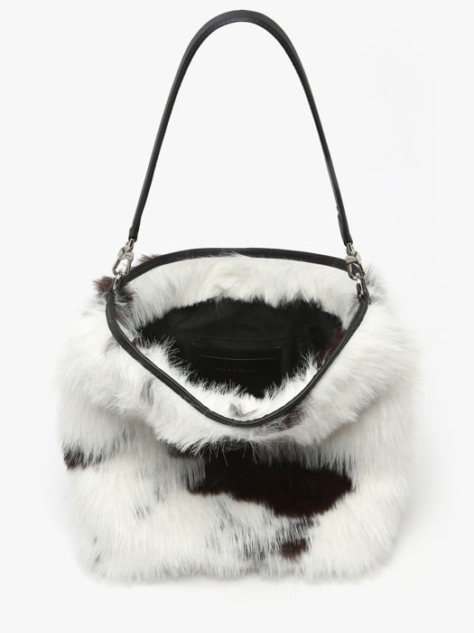 Longchamp Roseau toile fourrure Hobo bag White