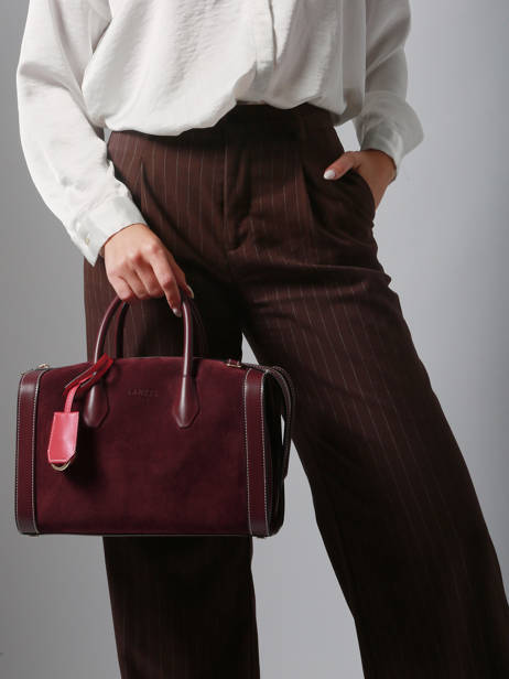 Sac Bowling M Bcbg Cuir Daim Lancel Rouge bcbg A13693 vue secondaire 1