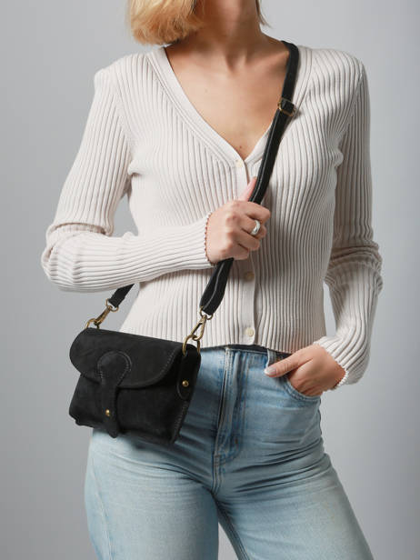 Shoulder Bag Velvet Leather Milano Black velvet VE260612 other view 1