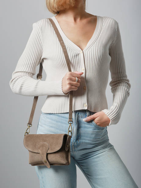 Shoulder Bag Velvet Leather Milano Brown velvet VE260612 other view 1