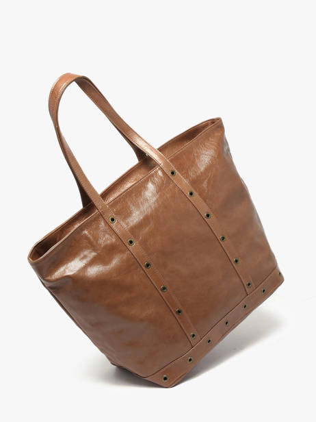 Le Cabas S En Cuir Craquelé Avec Bandoulière Vanessa bruno Marron cabas cuir 82V40409 vue secondaire 1