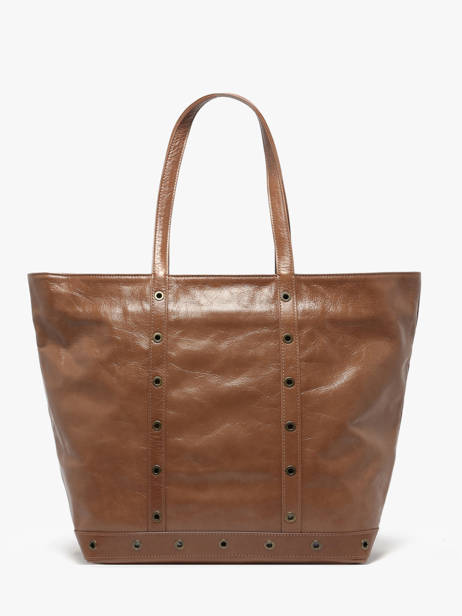 Le Cabas S En Cuir Craquelé Avec Bandoulière Vanessa bruno Marron cabas cuir 82V40409 vue secondaire 3