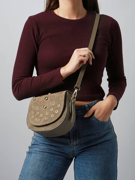 Shoulder Bag Velvet Studs Milano Brown velvet studs VS25093 other view 1