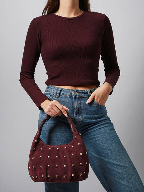 Shoulder Bag Velvet Studs Milano Red velvet studs VS25094 other view 1