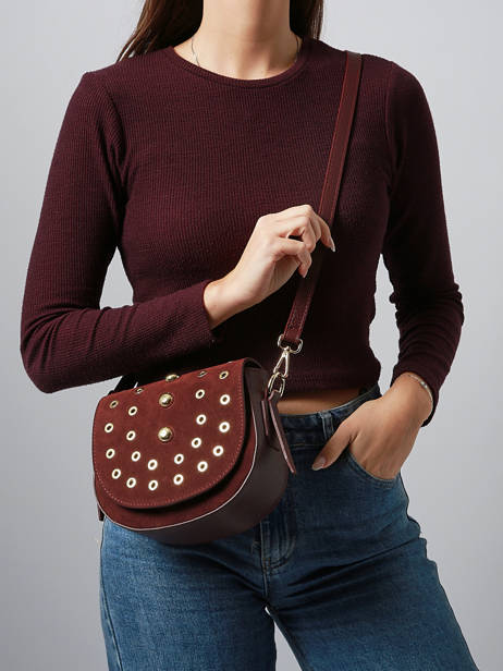Shoulder Bag Velvet Studs Milano Red velvet studs VS25093 other view 1
