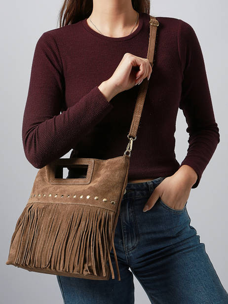 Shoulder Bag Velvet Milano Brown velvet VE25091 other view 1
