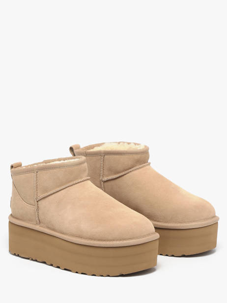 Classic Ultra Mini Platform Boots In Leather Ugg Beige women 1135092 other view 2