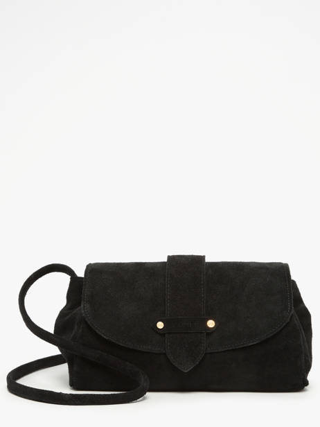 Shoulder Bag M Agnes Suede Leather Etrier Black agnes EAGV205M