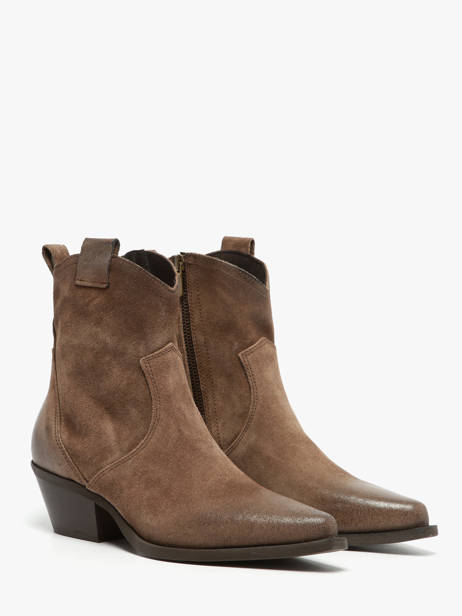 Heeled Santiago Boots Tronchetti Texani In Leather Metisse Brown women DX380 other view 1