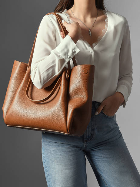 Sac Porté épaule Foulonne Double Louisa Cuir Lancaster Marron foulonne double louisa 90 vue secondaire 1