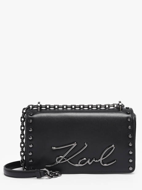 Shoulder Bag K Signature Leather Karl lagerfeld Black k signature B1W30049
