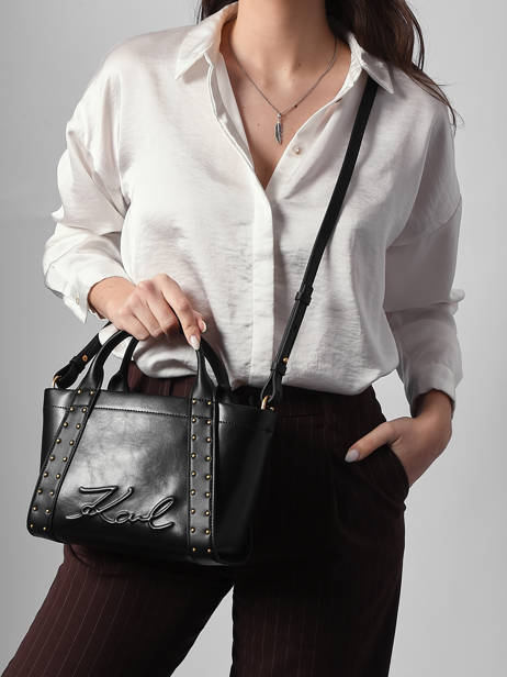 Leather K/ville Studs Satchel Karl lagerfeld Black k ville B1W30262 other view 1