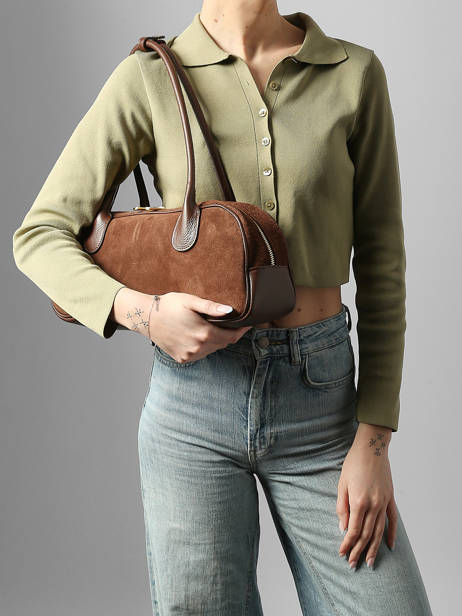 Shoulder Bag Velvet Caviar Leather Milano Brown velvet caviar VC25112 other view 1