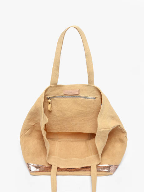Large Le Cabas Tote Bag Linnen Sequins Vanessa bruno Yellow cabas lin 31V40315 other view 3