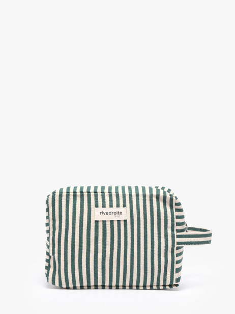 Recycled Cotton Tournelles Xl Striped Zipped Pouch Rivedroite Green spring striped TOUXLSTR