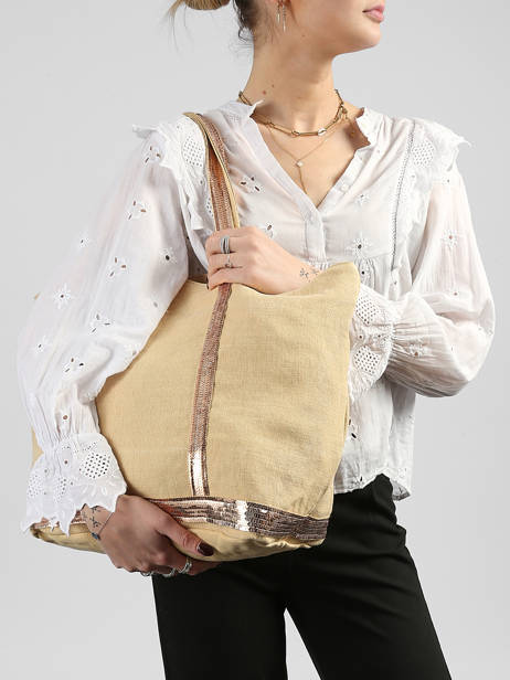 Zipped Linen Tote Bag Le Cabas Sequins Vanessa bruno Yellow cabas lin 31V40409 other view 1
