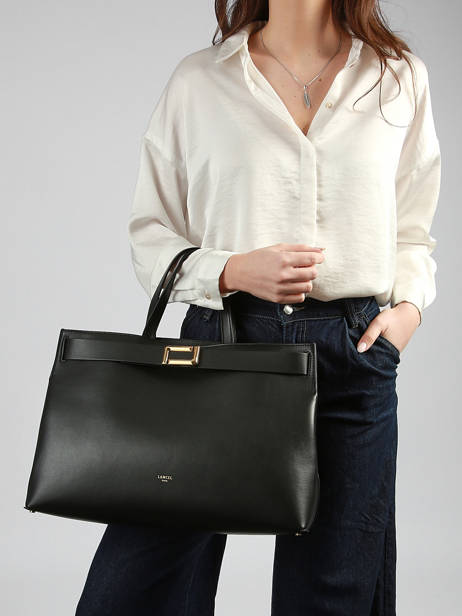 Large Leather Angèle Carryall Bag Lancel Black angele A14018 other view 1
