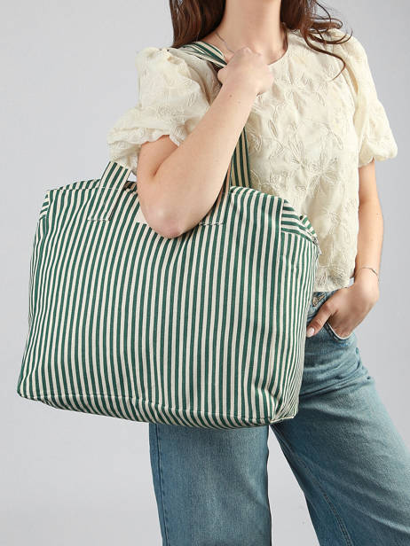 Shoulder Bag Célestins Striped Recycled Cotton Rivedroite Green spring striped CELESTRI other view 1