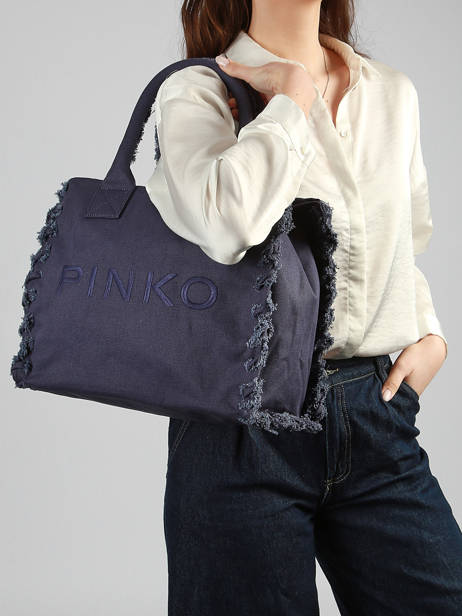 Satchel Logo Shopper Cotton Pinko Blue logo shopper 6673A3A4 other view 1