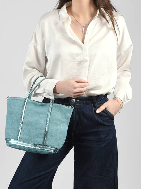 Petit Cabas Zippé Lin Et Paillettes Vanessa bruno Bleu cabas lin 31V40435 vue secondaire 1